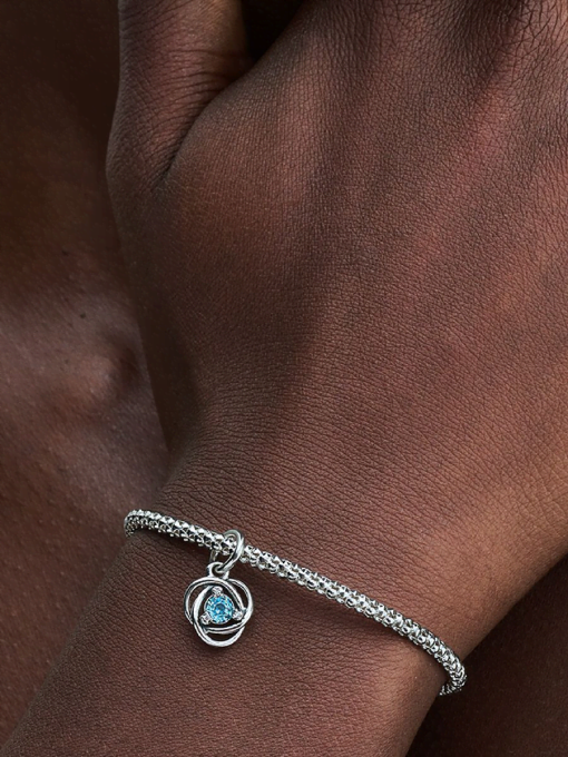 Sea Aqua Blue Eternity Circle Dangle Charm - Image 2