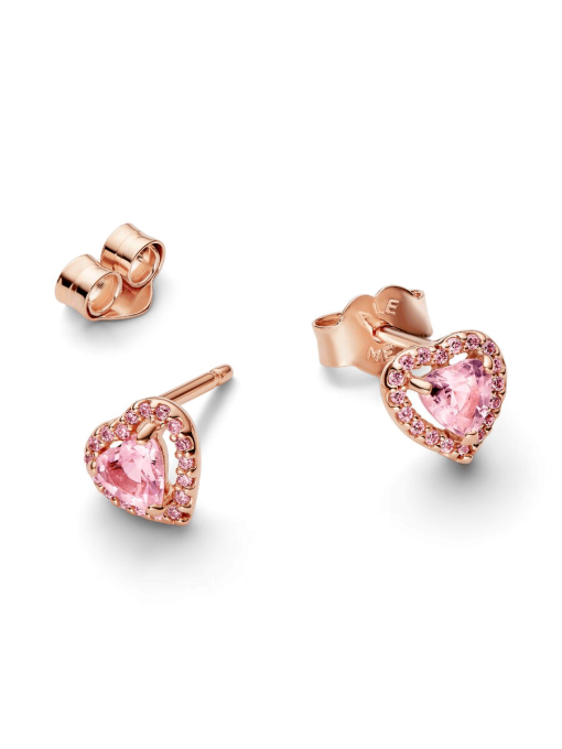 Pink Elevated Heart Stud Earrings - Image 5