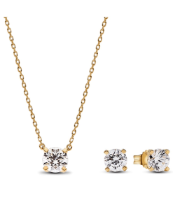 Pandora Era Lab-grown Diamond Pendant Necklace and Earring Set 2.00 carat tw 14k Gold