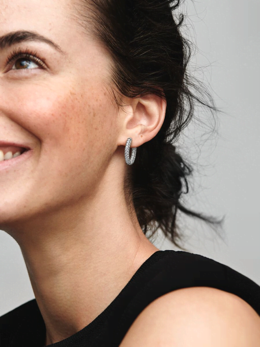 Pandora Timeless Pave Single-row Hoop Earrings - Image 4