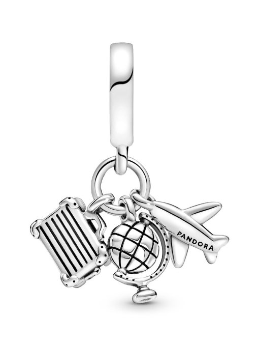 Airplane, Globe & Suitcase Dangle Charm - Image 5