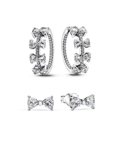 Sparkling Bow Stackable Earring Set