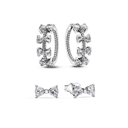 Sparkling Bow Stackable Earring Set