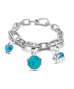 Turquoise Elephant and Heart Charm Bracelet