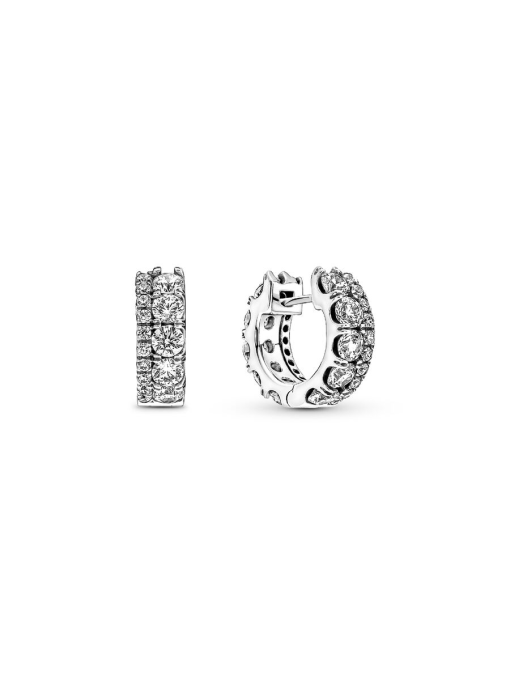 Double Band Pave Hoop Earrings