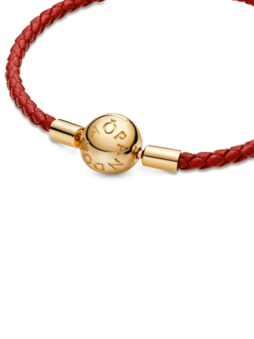 Pandora Moments Red Woven Leather Bracelet - Image 5