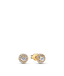 Round Pave Halo Stud Earrings