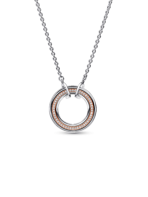 Pandora Signature Two tone Logo & Pave Necklace