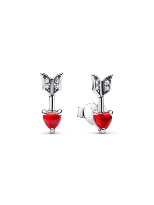 Arrow & Murano Glass Heart Stud Earrings - Image 2