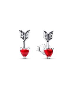 Arrow & Murano Glass Heart Stud Earrings