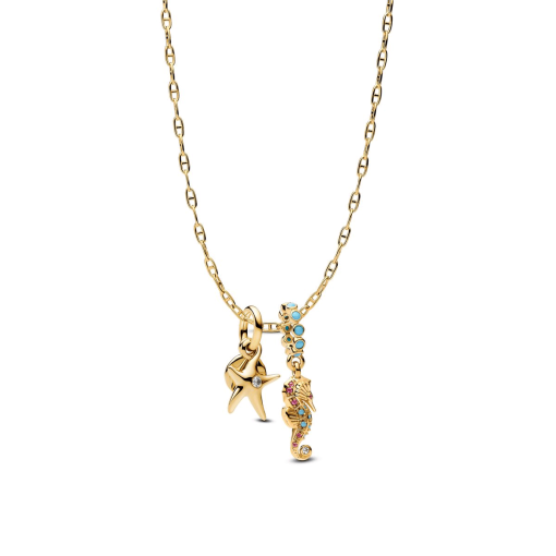 Seahorse and Starfish Charm Necklace