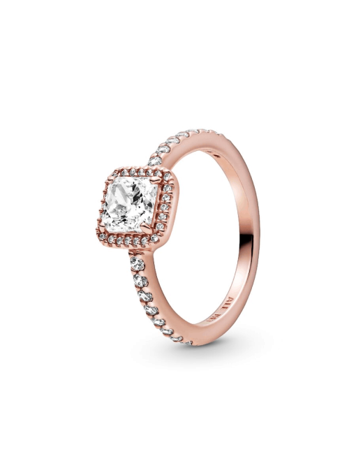 Square Sparkle Halo Ring