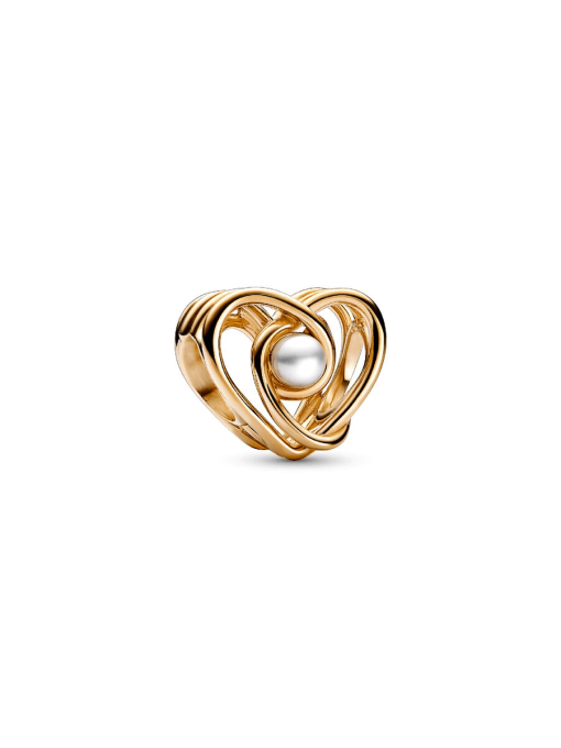 Openwork Swirling Heart & Treated Freshwater Cultured Pearl Charm