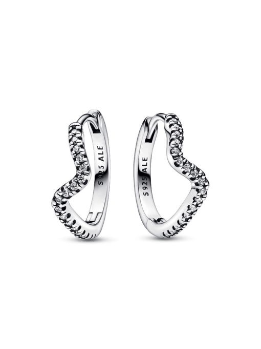 Sparkling Wave Hoop Earrings - Image 3