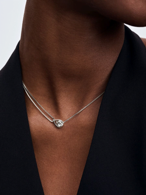 Pandora Infinite 14k White Gold Lab-grown Diamond Double Chain Collier Necklace - Image 4