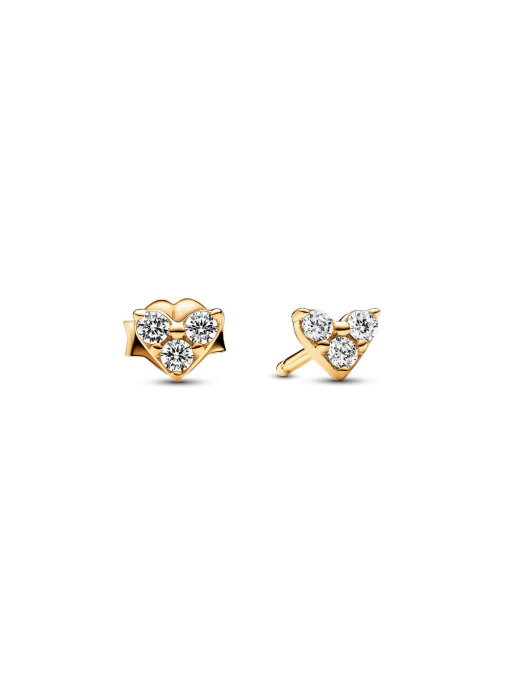 Triple Stone Heart Stud Earrings - Image 3