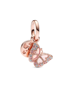 Pink Butterfly & Quote Double Dangle Charm