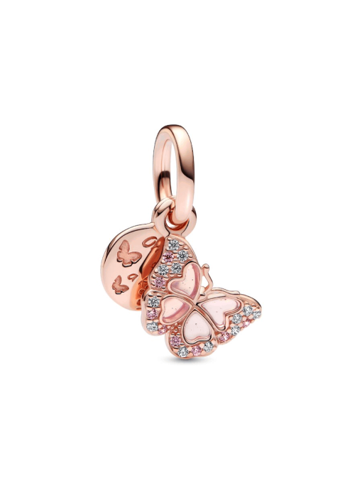 Pink Butterfly & Quote Double Dangle Charm - Image 3