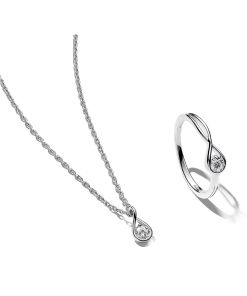 Pandora Infinite Lab-grown Diamond Necklace and Ring Set 0.30 ct tw Sterling Silver