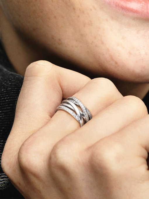 Sparkling & Polished Lines Ring - Image 2