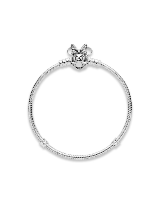 Disney Pandora Moments Pave Minnie Mouse Clasp Snake Chain Bracelet - Image 6