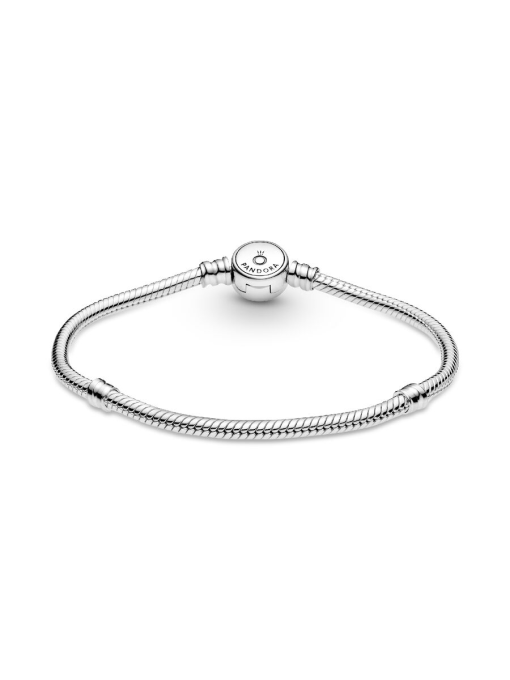 Pandora Moments Sparkling Blue Disc Clasp Snake Chain Bracelet - Image 7