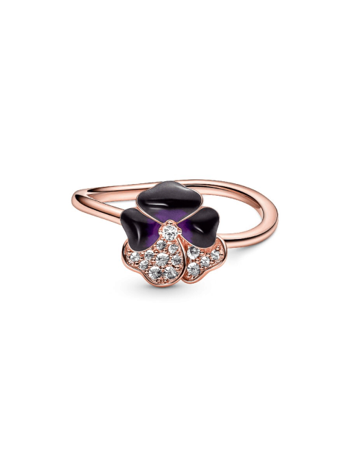 FINAL SALE - Deep Purple Pansy Flower Ring - Image 6