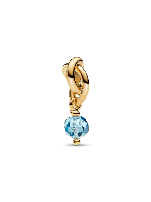 Faceted Sea Aqua Blue Eternity Circle Dangle Charm