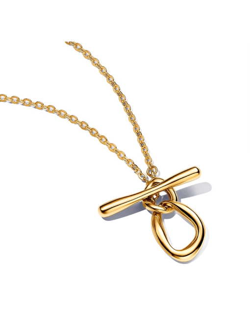 Organically Shaped Circles T-bar Necklace - Image 2