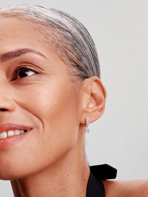 Pave Dangle Hoop Earrings - Image 4