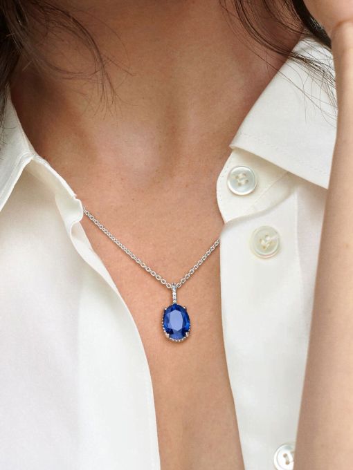 Sparkling Statement Halo Pendant Necklace - Image 2