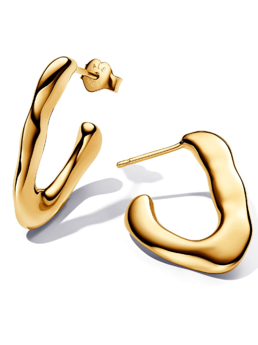 Organically V-shaped Open Hoop Earrings - Image 2