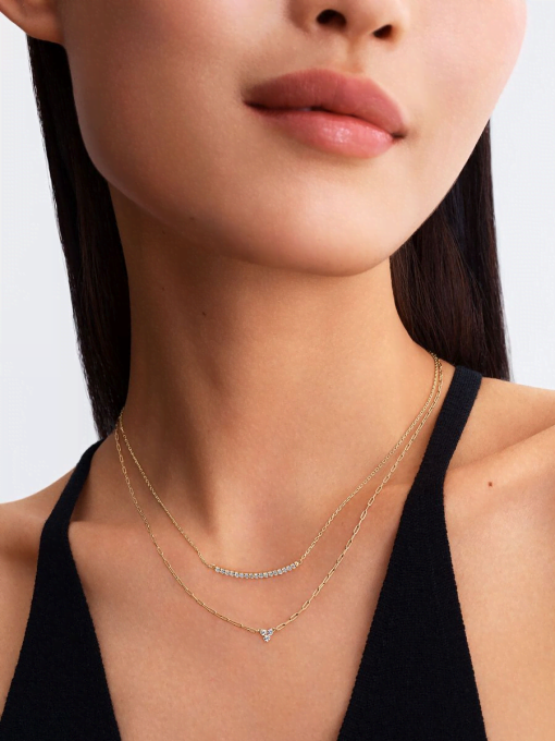 Pandora Era 14k Gold Lab-grown Diamond Pave Bar Necklace - Image 5