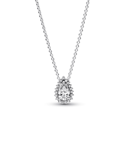 Sparkling Pear Halo Collier Necklace