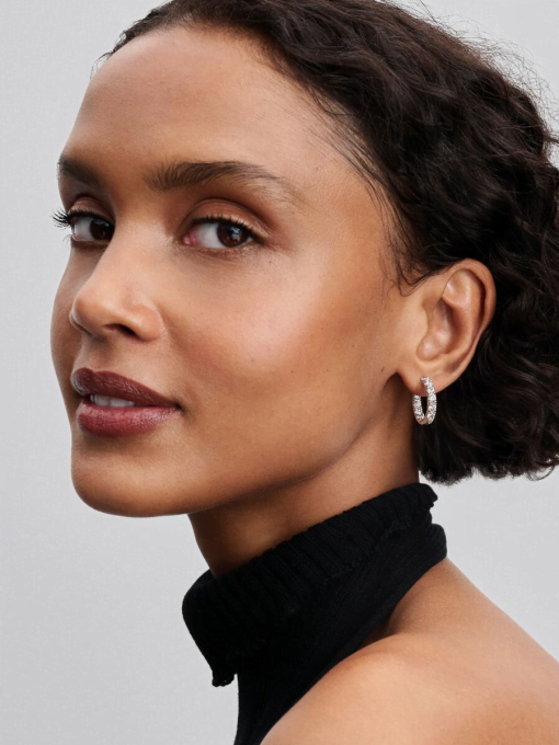 Sparkling Row Eternity Hoop Earrings - Image 4
