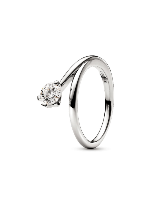 Pandora Nova 14k White Gold Lab-grown Diamond Asymmetric Ring