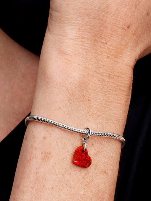 Opalescent Red Heart Dangle Charm - Image 2