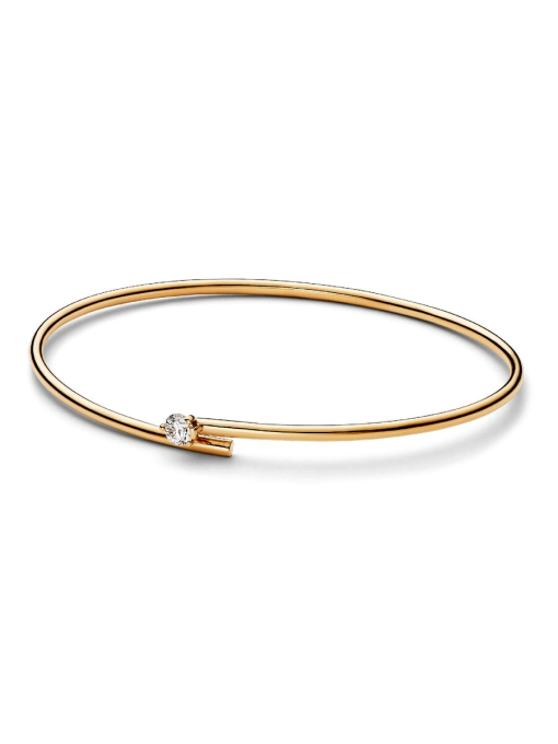Pandora Nova 14k Gold Lab-grown Diamond Open Bangle - Image 3