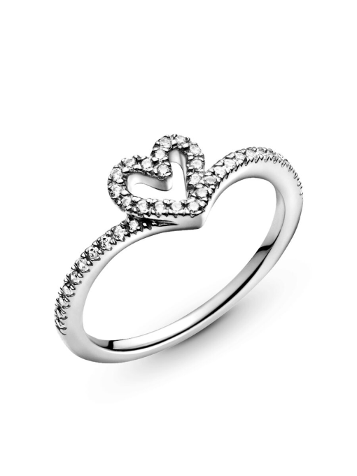 Sparkling Wishbone Heart Ring - Image 5