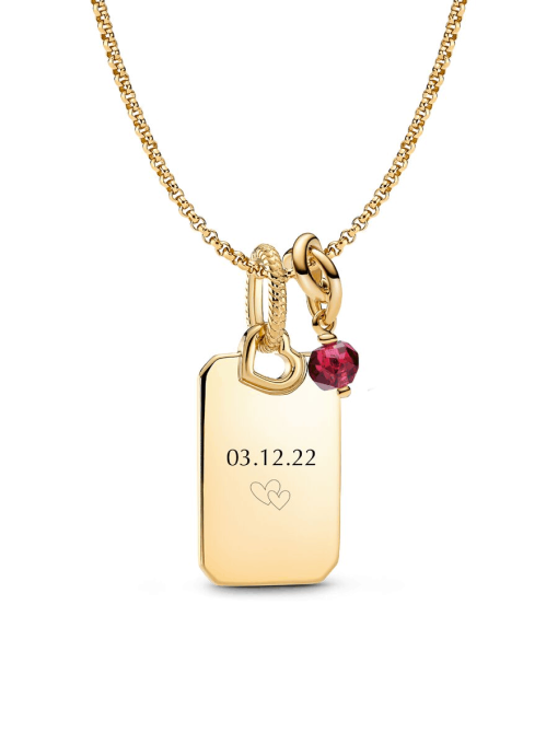 July Engravable Dangle Charm Necklace Set