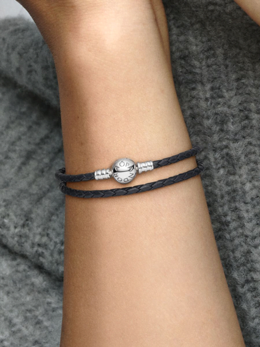 Pandora Moments Double Black Leather Bracelet - Image 2
