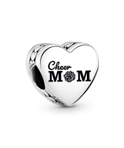 Engravable Cheer Mom Heart Charm