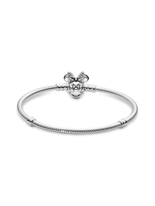Disney Pandora Moments Pave Minnie Mouse Clasp Snake Chain Bracelet - Image 5