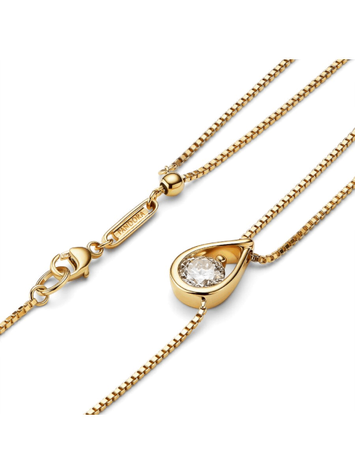 Pandora Infinite 14k Gold Lab-grown Diamond Double Chain Collier Necklace - Image 4