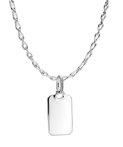 Engravable Rectangle Tag Pendant & Infinity Chain Necklace Set