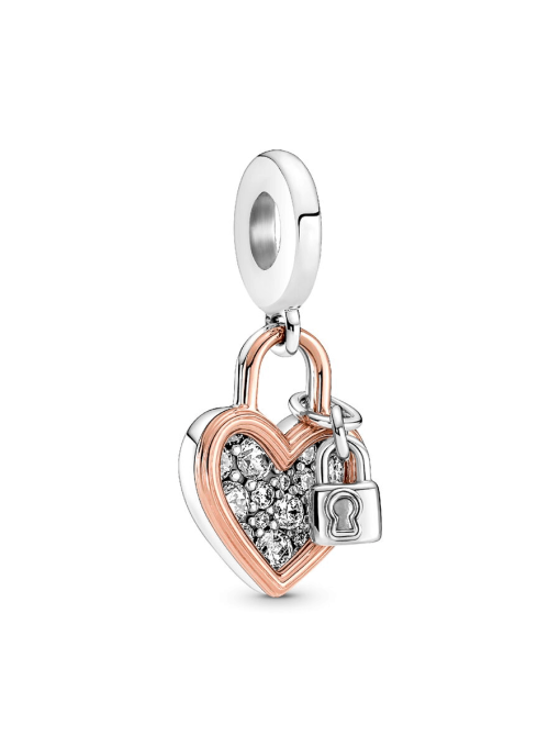 Heart Padlock Double Dangle Charm - Image 3