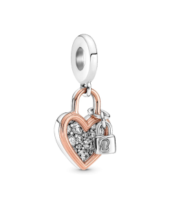 Heart Padlock Double Dangle Charm