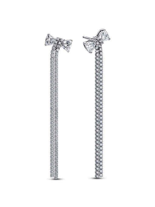 Pave Bow Drop Earrings - Image 3