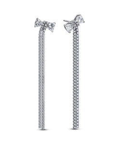 Pave Bow Drop Earrings
