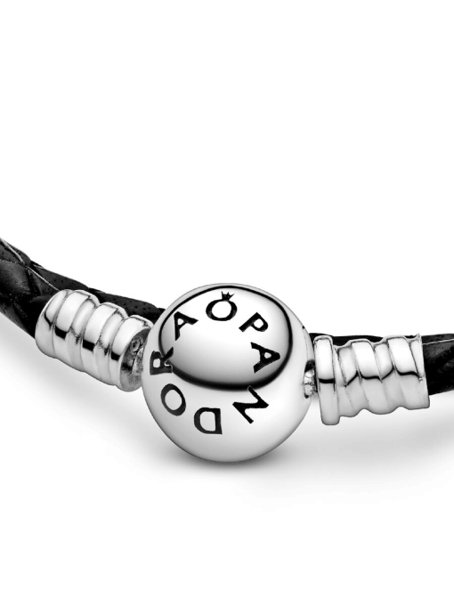 Pandora Moments Double Black Leather Bracelet - Image 7